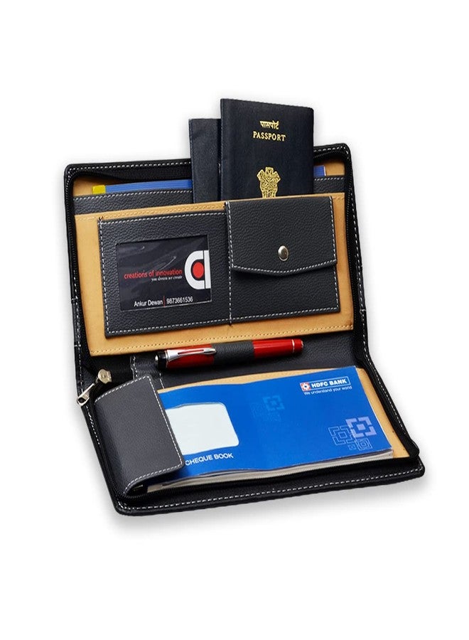 COI Cheque Book Holder Organizer/File for Documents/Stationary Items/File Cover/Black with Grey Stripe - Image 2